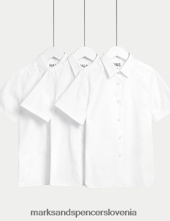 3kom daljše šolske srajce za enostavno likanje bela Marks & Spencer šolska uniforma otroci 6T8F6X9682