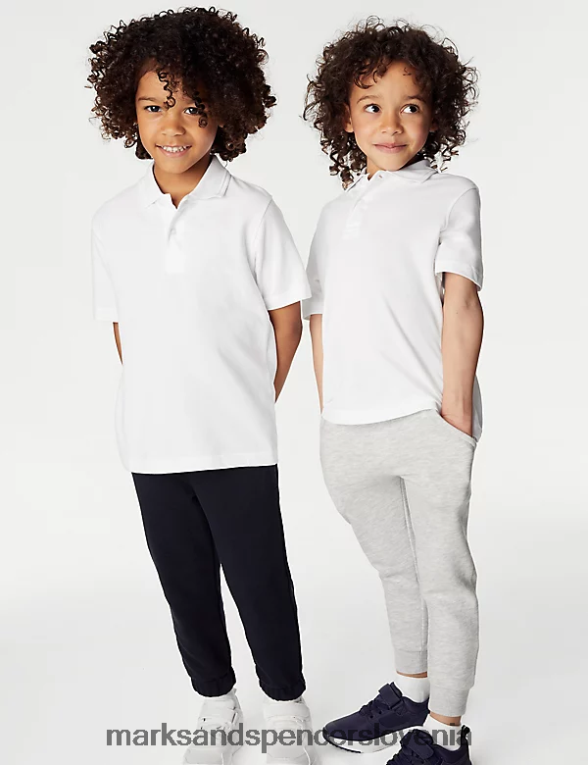 3pk šolske polo majice iz čistega bombaža bela Marks & Spencer šolska uniforma otroci 6T8F6X20