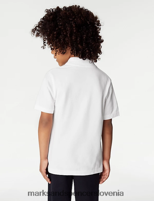 3pk šolske polo majice iz čistega bombaža bela Marks & Spencer šolska uniforma otroci 6T8F6X20