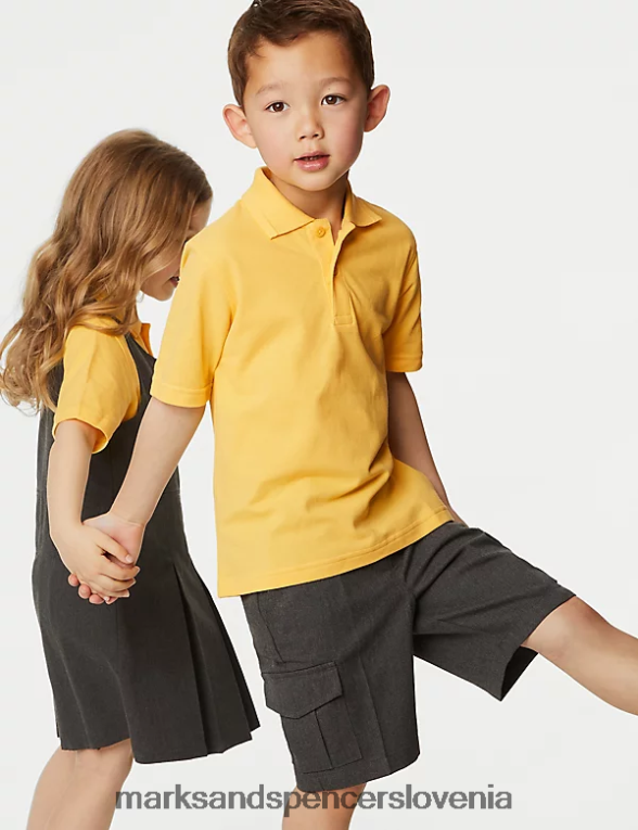 3pk šolske polo majice iz čistega bombaža rumena Marks & Spencer šolska uniforma otroci 6T8F6X316
