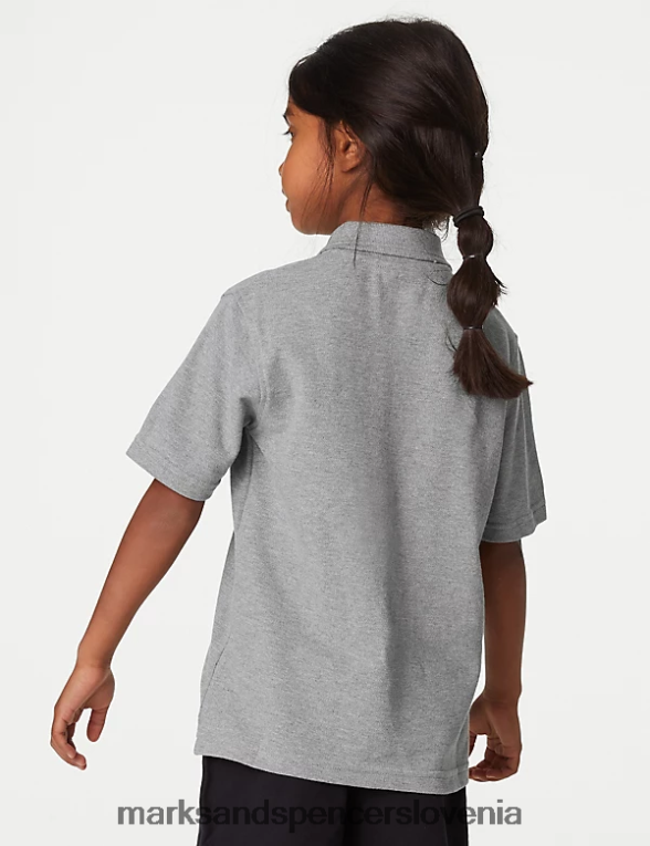 3pk šolske polo majice iz čistega bombaža siva Marks & Spencer šolska uniforma otroci 6T8F6X318