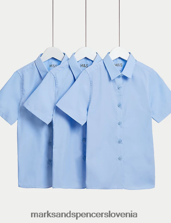 3pk šolske srajce slim kroja za enostavno likanje modra Marks & Spencer šolska uniforma otroci 6T8F6X9711