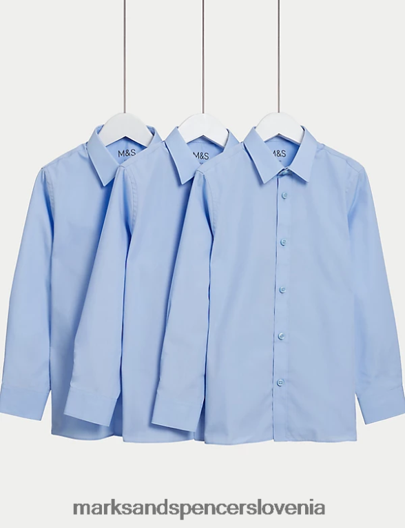 3pk šolske srajce slim kroja za enostavno likanje modra Marks & Spencer šolska uniforma otroci 6T8F6X9745