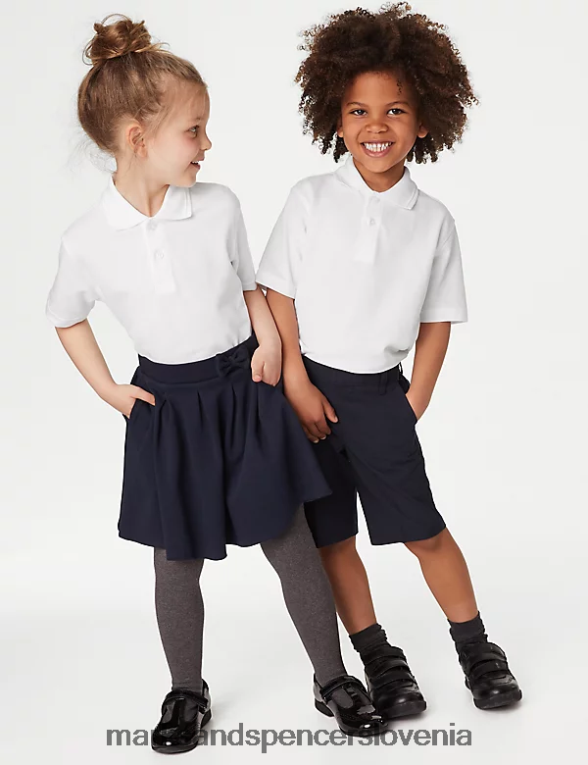 5pk šolske polo majice iz čistega bombaža bela Marks & Spencer šolska uniforma otroci 6T8F6X8220
