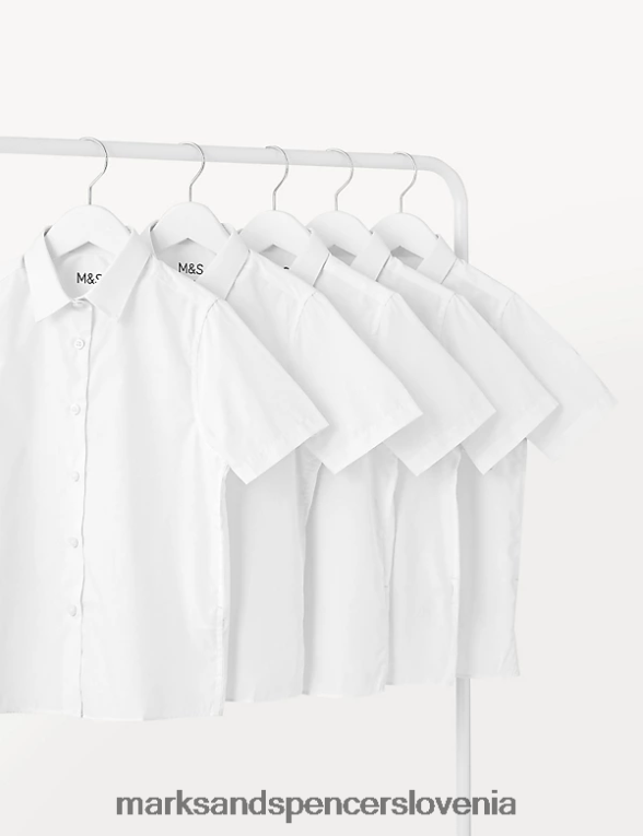 5pk standardne šolske srajce, enostavne za likanje bela Marks & Spencer šolska uniforma otroci 6T8F6X9351