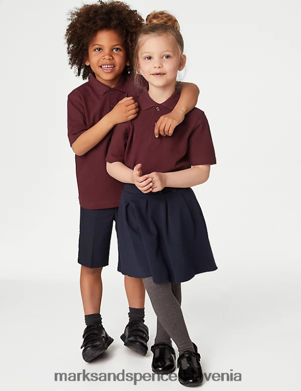 šolska polo majica iz čistega bombaža bordo Marks & Spencer šolska uniforma otroci 6T8F6X8036