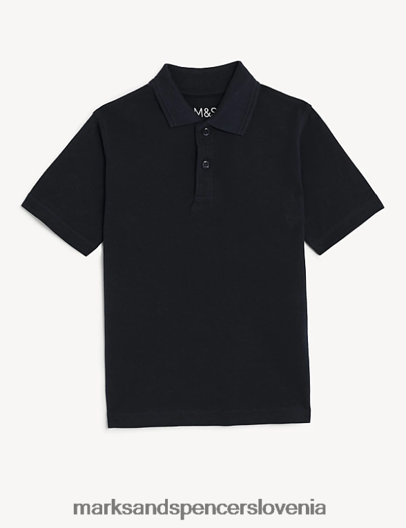 šolska polo majica iz čistega bombaža mornarica Marks & Spencer šolska uniforma otroci 6T8F6X7807