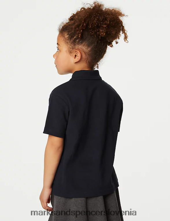 šolska polo majica iz čistega bombaža mornarica Marks & Spencer šolska uniforma otroci 6T8F6X7807
