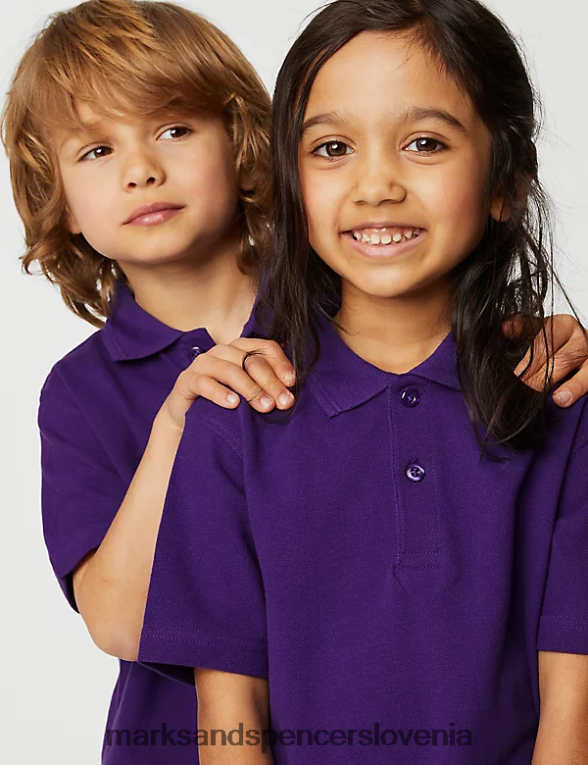 šolska polo majica iz čistega bombaža vijolična Marks & Spencer šolska uniforma otroci 6T8F6X8034