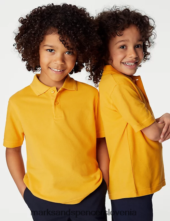 šolska polo majica iz čistega bombaža zlato Marks & Spencer šolska uniforma otroci 6T8F6X8037
