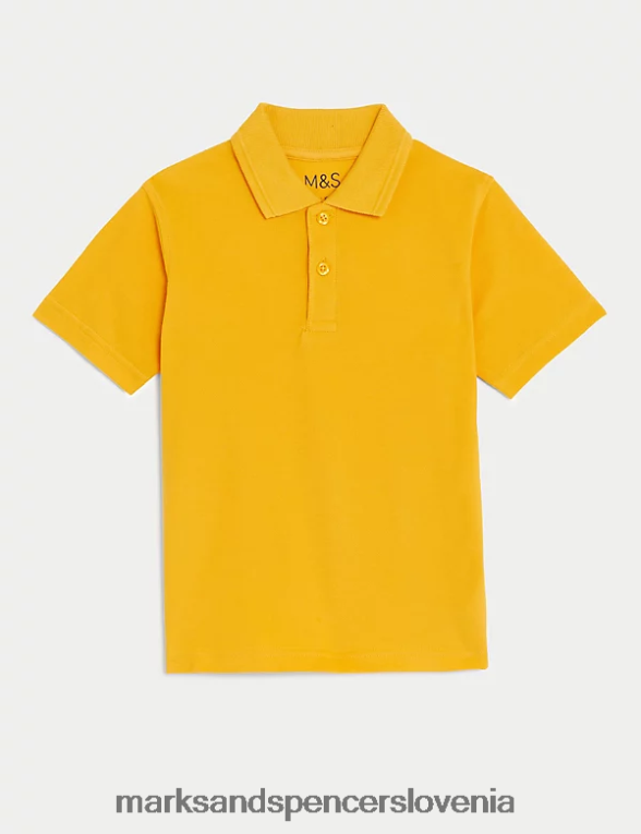 šolska polo majica iz čistega bombaža zlato Marks & Spencer šolska uniforma otroci 6T8F6X8037