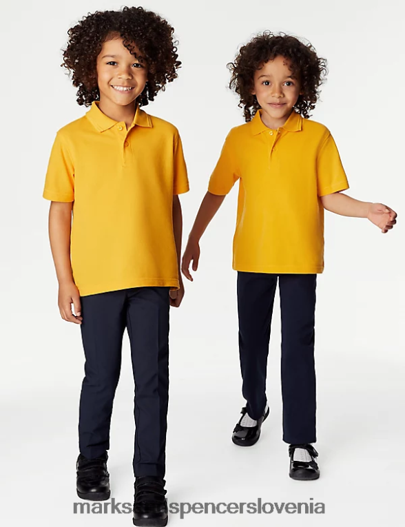 šolska polo majica iz čistega bombaža zlato Marks & Spencer šolska uniforma otroci 6T8F6X8037
