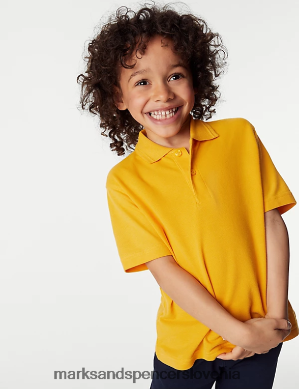 šolska polo majica iz čistega bombaža zlato Marks & Spencer šolska uniforma otroci 6T8F6X8037