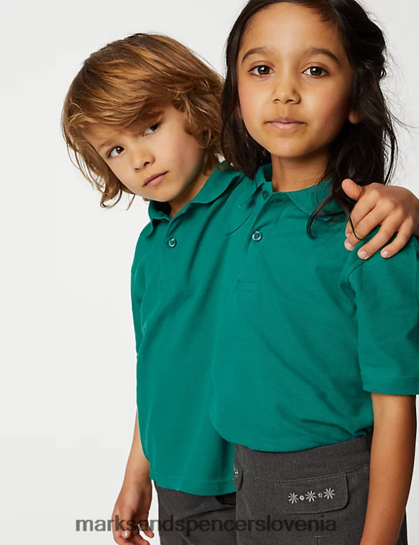polo majica iz čistega bombaža žad Marks & Spencer šolska uniforma otroci 6T8F6X8474