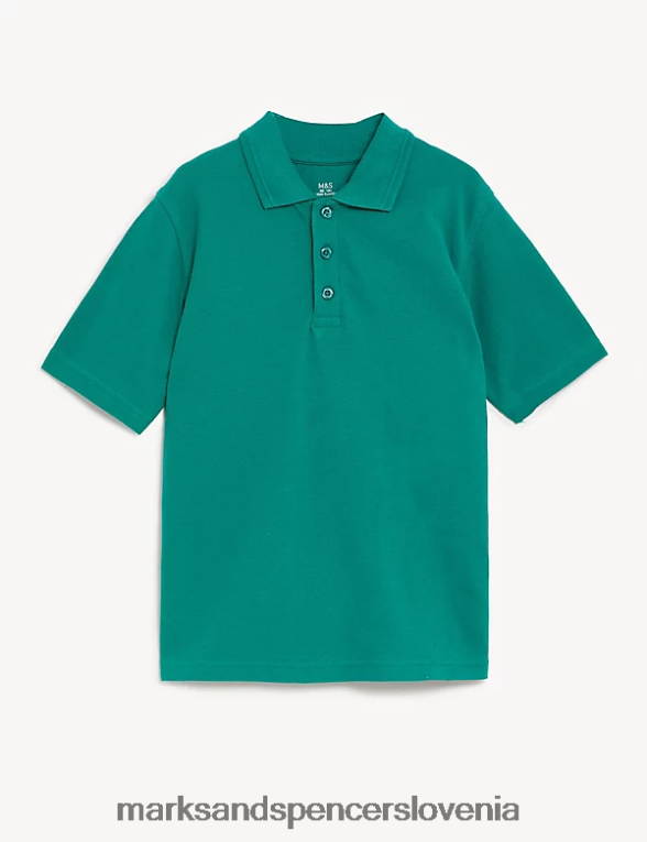 polo majica iz čistega bombaža žad Marks & Spencer šolska uniforma otroci 6T8F6X8474