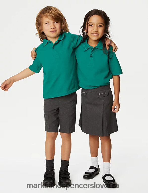 polo majica iz čistega bombaža žad Marks & Spencer šolska uniforma otroci 6T8F6X8474