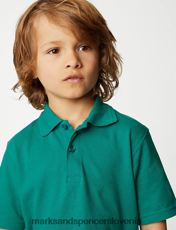 polo majica iz čistega bombaža žad Marks & Spencer šolska uniforma otroci 6T8F6X8474