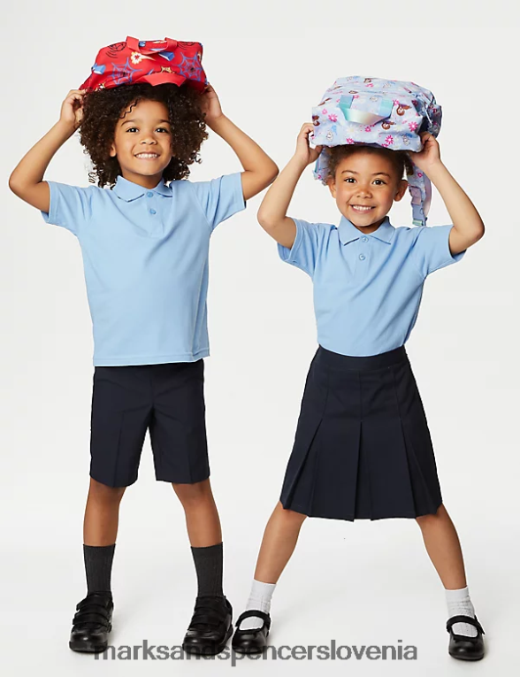 polo majica iz čistega bombaža bledo modra Marks & Spencer šolska uniforma otroci 6T8F6X8477