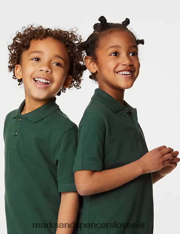 polo majica iz čistega bombaža steklenica zelena Marks & Spencer šolska uniforma otroci 6T8F6X8201