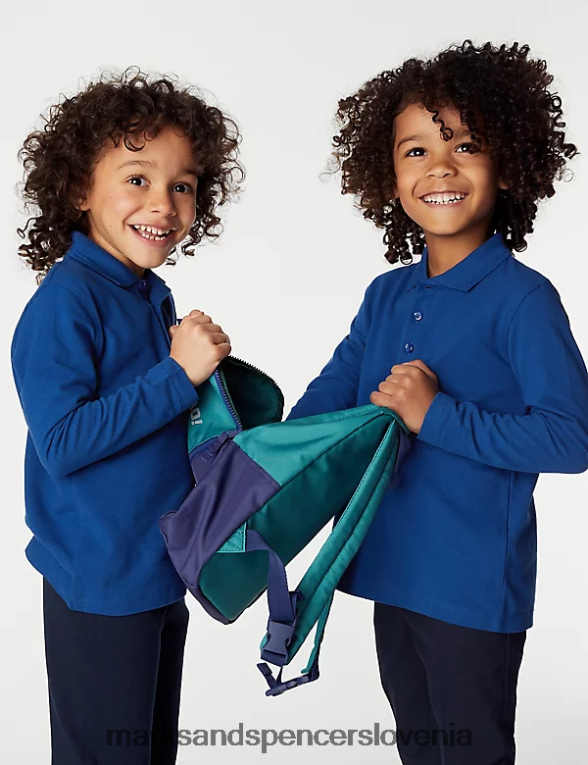 polo majica z dolgimi rokavi kraljevsko modra Marks & Spencer šolska uniforma otroci 6T8F6X8293