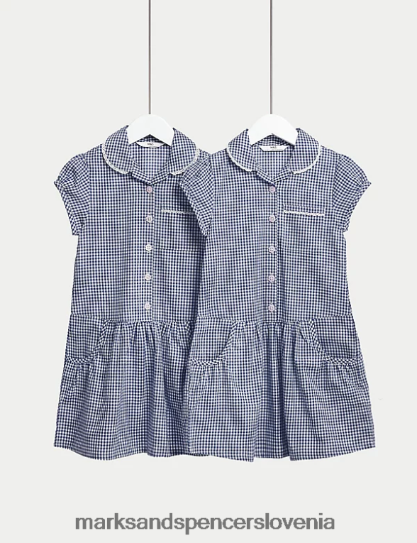 2pk bombažne šolske obleke iz ginghama mornarica Marks & Spencer šolska uniforma otroci 6T8F6X9233