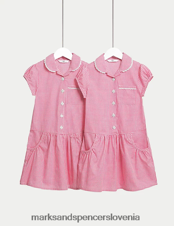 2pk bombažne šolske obleke iz ginghama roza Marks & Spencer šolska uniforma otroci 6T8F6X9231