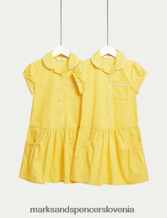2pk bombažne šolske obleke iz ginghama rumena Marks & Spencer šolska uniforma otroci 6T8F6X8968