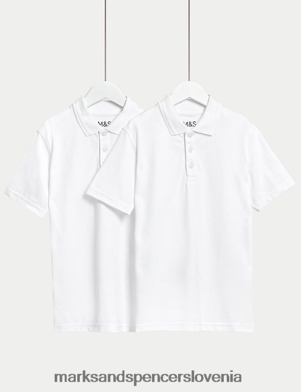 2pk šolske polo majice, odporne na madeže bela Marks & Spencer šolska uniforma otroci 6T8F6X7932