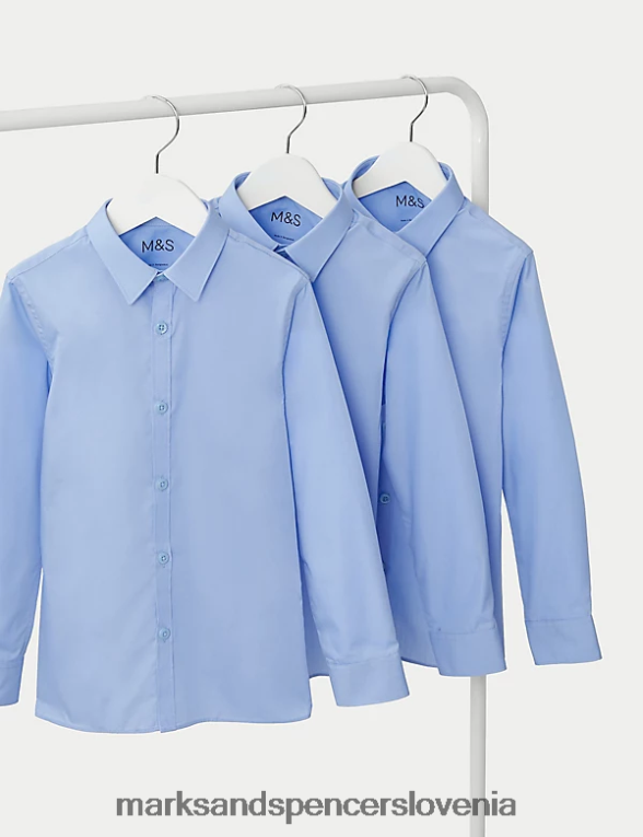 3pk šolske srajce slim kroja za enostavno likanje modra Marks & Spencer šolska uniforma otroci 6T8F6X8083