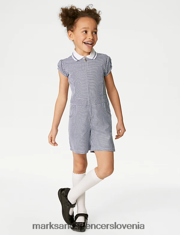 gingham šolska igrala mornarica Marks & Spencer šolska uniforma otroci 6T8F6X9328