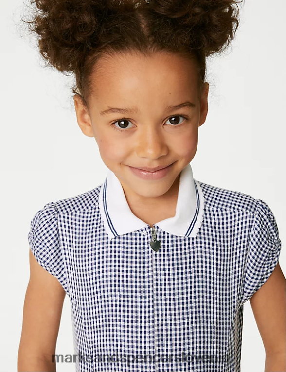 gingham šolska igrala mornarica Marks & Spencer šolska uniforma otroci 6T8F6X9328