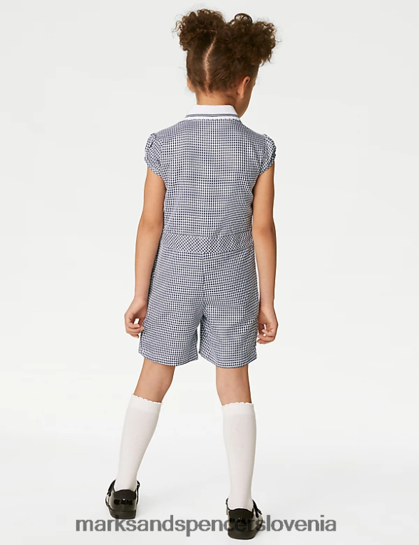 gingham šolska igrala mornarica Marks & Spencer šolska uniforma otroci 6T8F6X9328