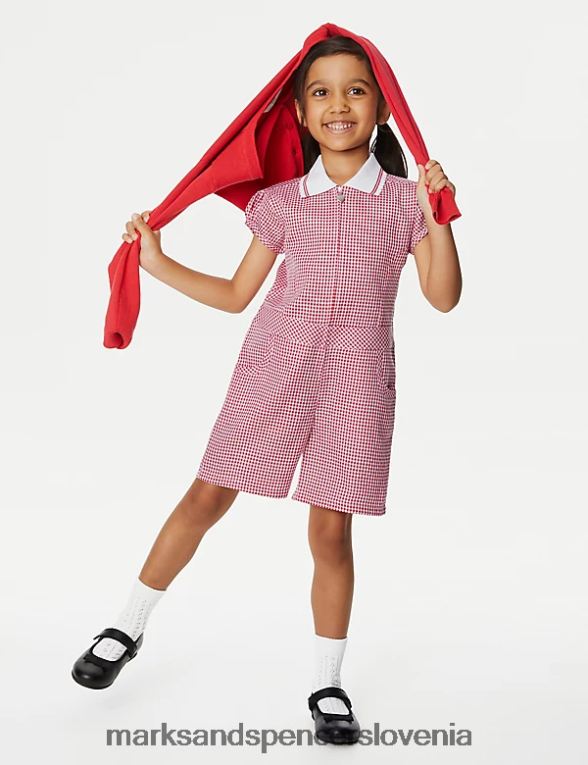 gingham šolska igrala rdeča Marks & Spencer šolska uniforma otroci 6T8F6X9048