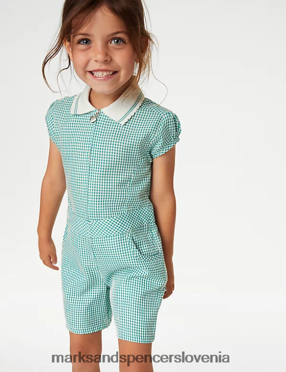 gingham šolska igrala zelena Marks & Spencer šolska uniforma otroci 6T8F6X9327