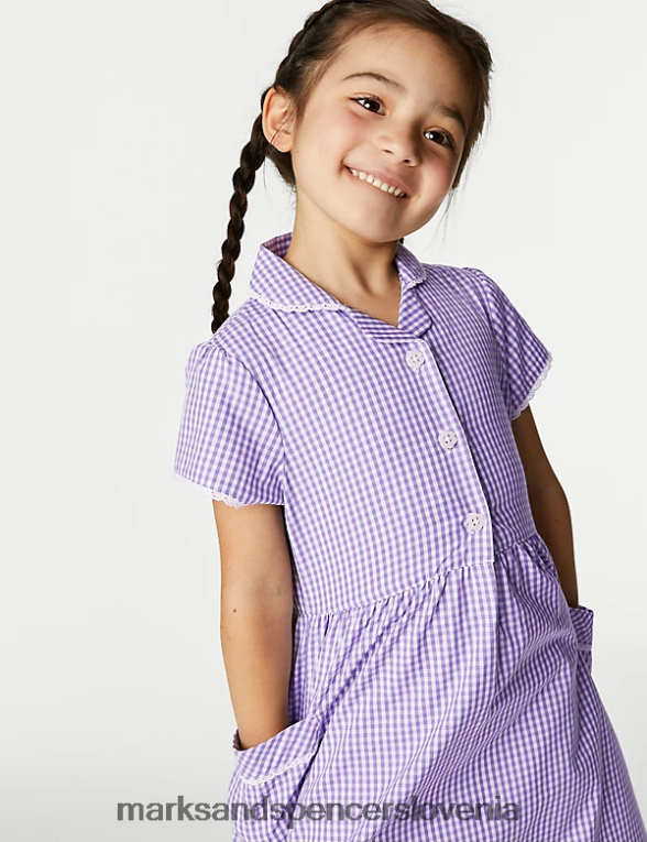 šolska obleka iz čistega bombaža lila Marks & Spencer šolska uniforma otroci 6T8F6X9563