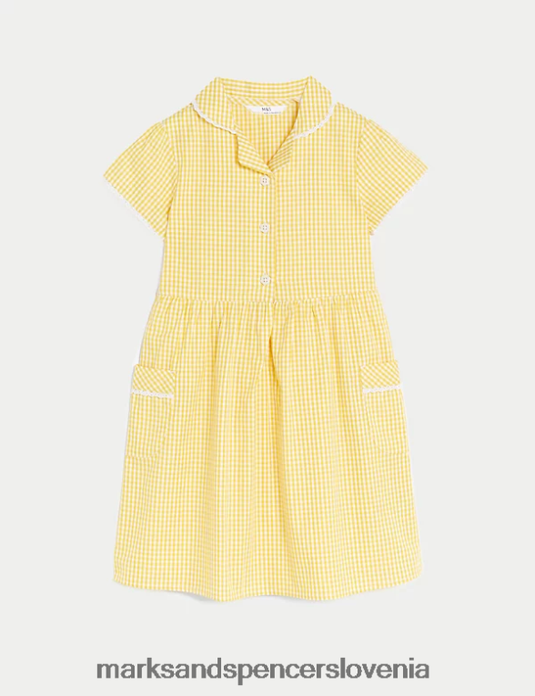 šolska obleka iz čistega bombaža rumena Marks & Spencer šolska uniforma otroci 6T8F6X9559