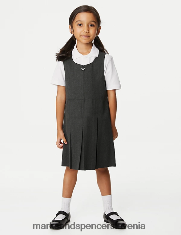 daljša nagubana šolska prevleka siva Marks & Spencer šolska uniforma otroci 6T8F6X9214