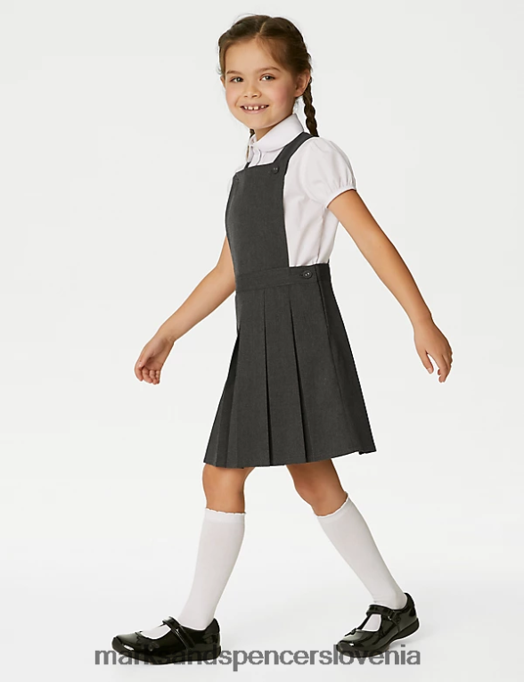 trajni naborki šolske prednje hlače siva Marks & Spencer šolska uniforma otroci 6T8F6X9013