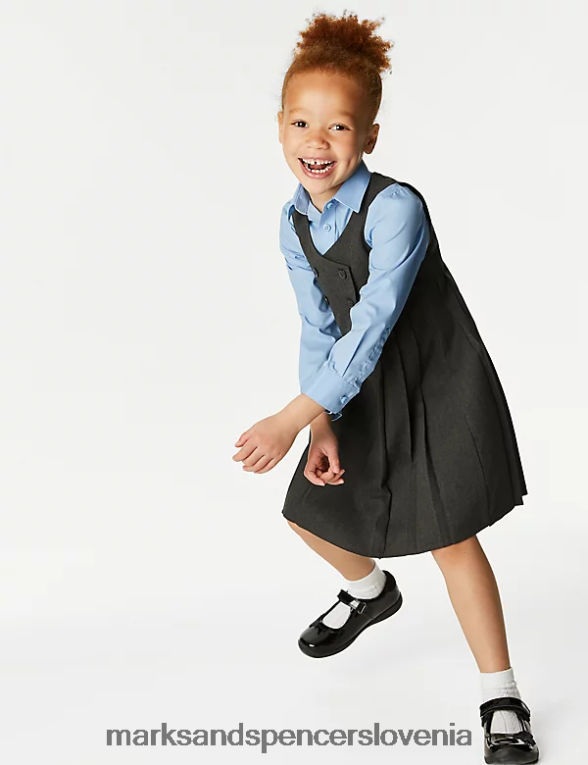 trajni naborki šolske prednje hlače siva Marks & Spencer šolska uniforma otroci 6T8F6X9188