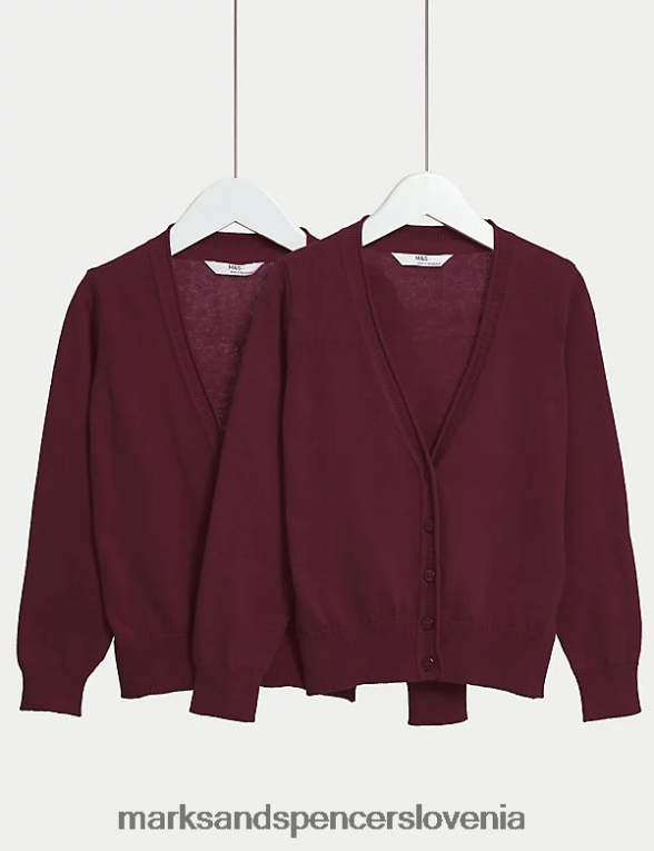 2pk šolska jopica iz čistega bombaža bordo Marks & Spencer šolska uniforma otroci 6T8F6X9086