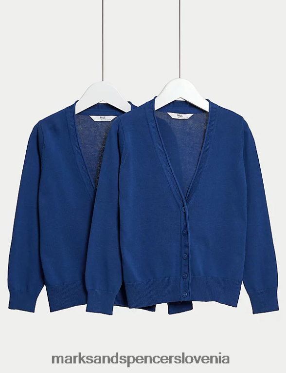 2pk šolska jopica iz čistega bombaža modra Marks & Spencer šolska uniforma otroci 6T8F6X9083