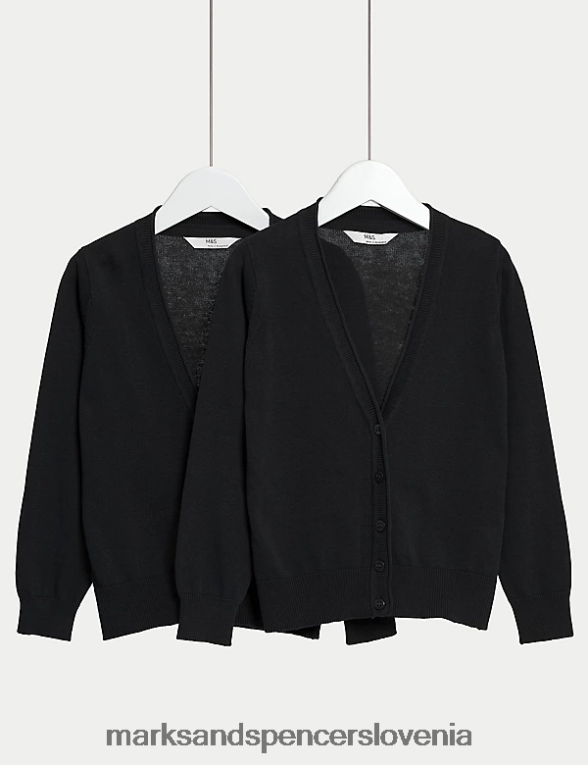 2pk šolska jopica iz čistega bombaža Črna Marks & Spencer šolska uniforma otroci 6T8F6X9081