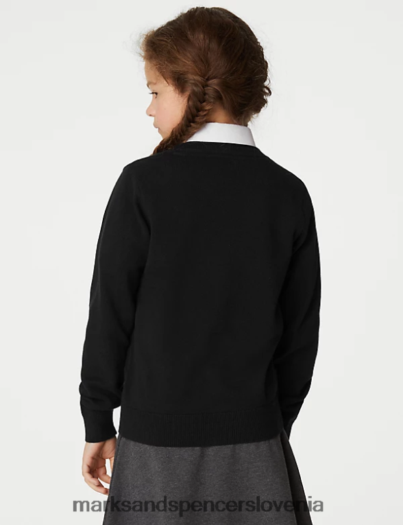 2pk šolska jopica iz čistega bombaža Črna Marks & Spencer šolska uniforma otroci 6T8F6X9081