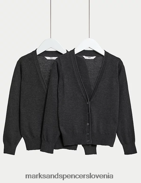 2pk šolska jopica iz čistega bombaža siva Marks & Spencer šolska uniforma otroci 6T8F6X9082