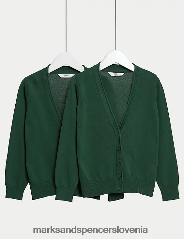 2pk šolska jopica iz čistega bombaža zelena Marks & Spencer šolska uniforma otroci 6T8F6X9085