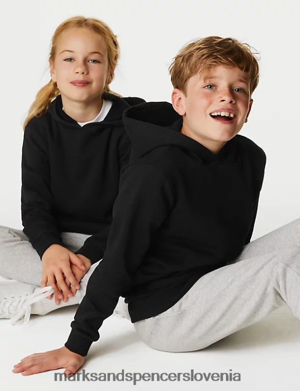 bombažna jopica s kapuco Črna Marks & Spencer šolska uniforma otroci 6T8F6X8680