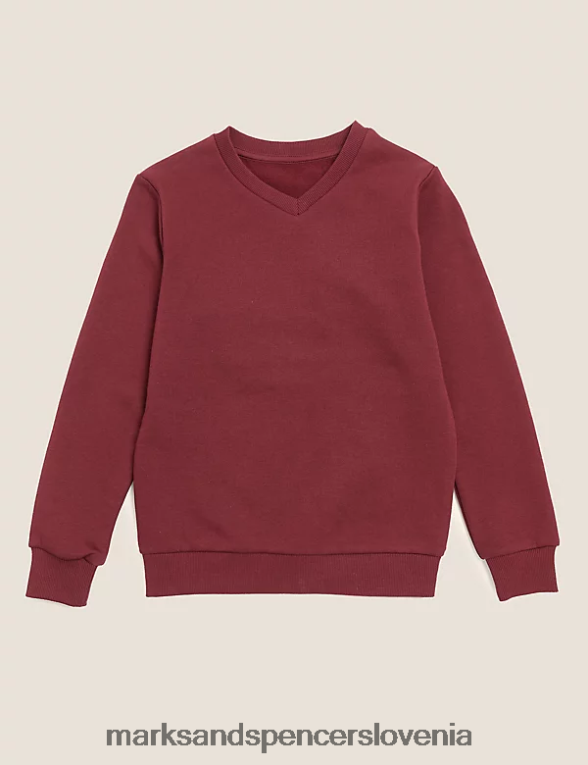 bombažna jopica z v-izrezom bordo Marks & Spencer šolska uniforma otroci 6T8F6X8915