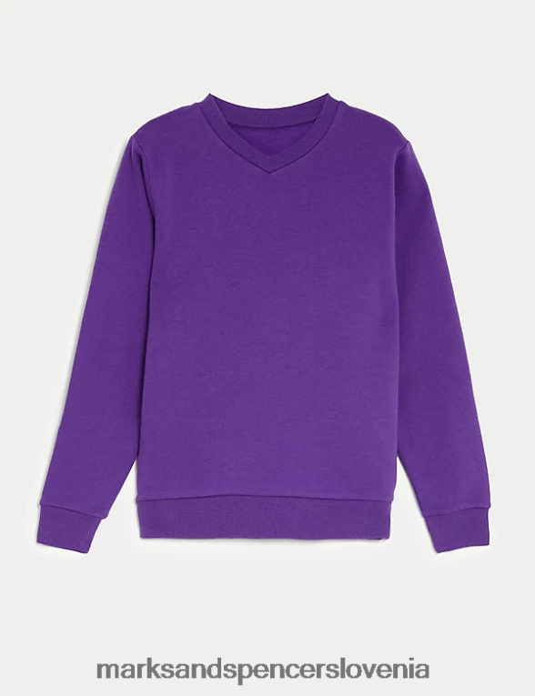 bombažna jopica z v-izrezom vijolična Marks & Spencer šolska uniforma otroci 6T8F6X8639