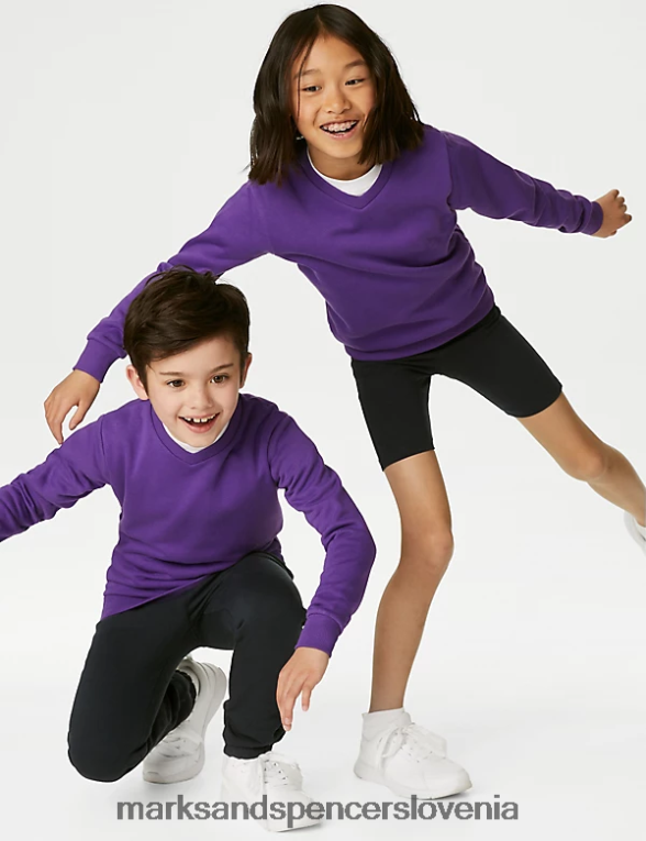 bombažna jopica z v-izrezom vijolična Marks & Spencer šolska uniforma otroci 6T8F6X8639