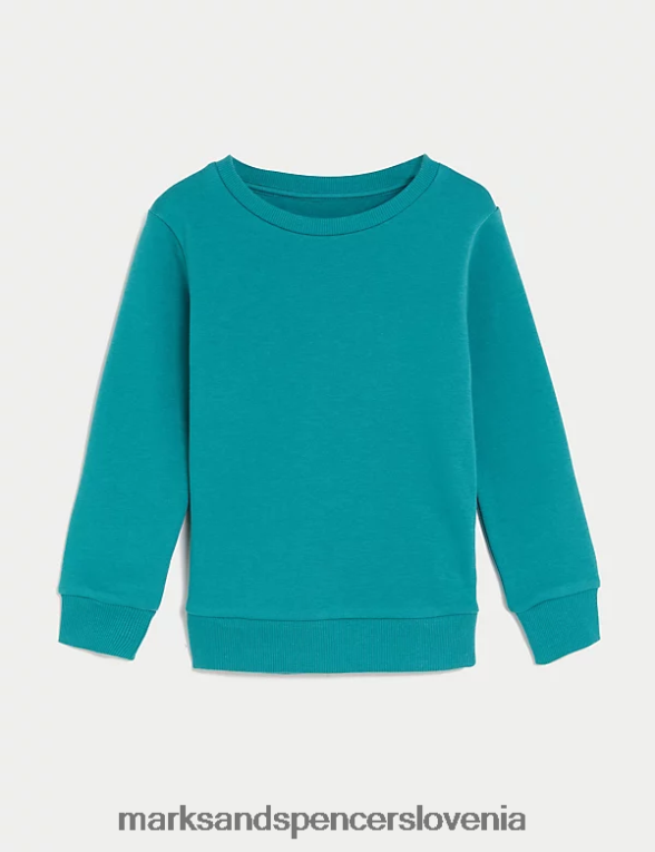 bombažna majica z okroglim izrezom žad Marks & Spencer šolska uniforma otroci 6T8F6X8653